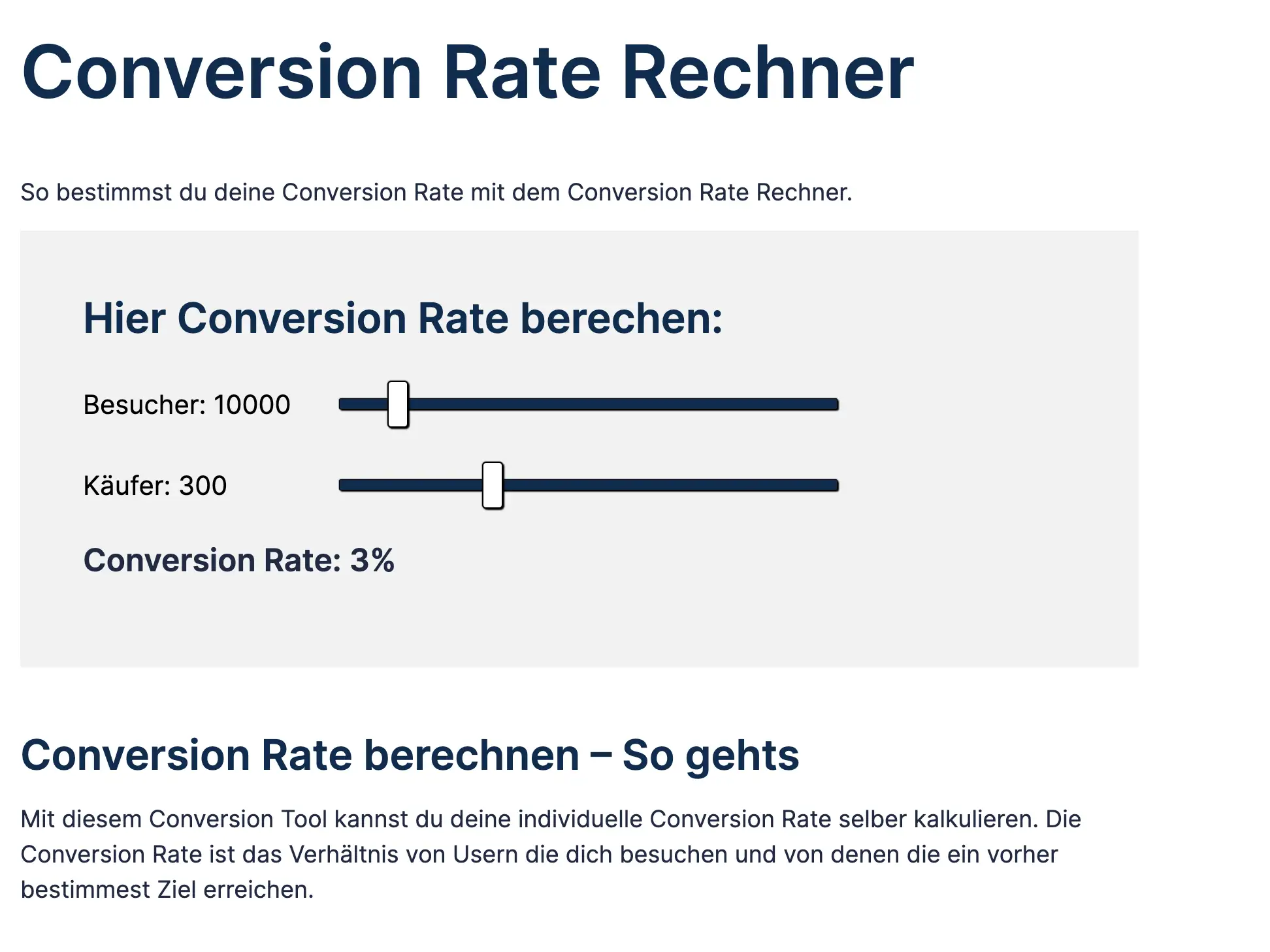 Conversion Rate Rechner